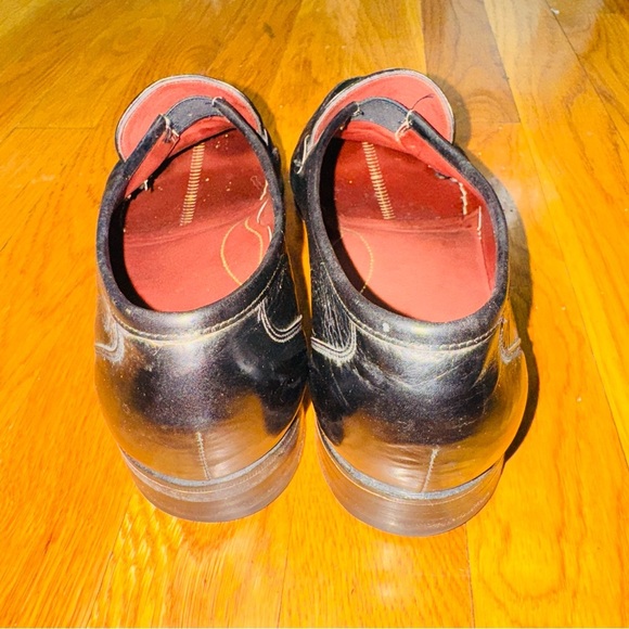Black Leather Slip-On Loafers with Gold-Toned Bar - Picture 5 of 9